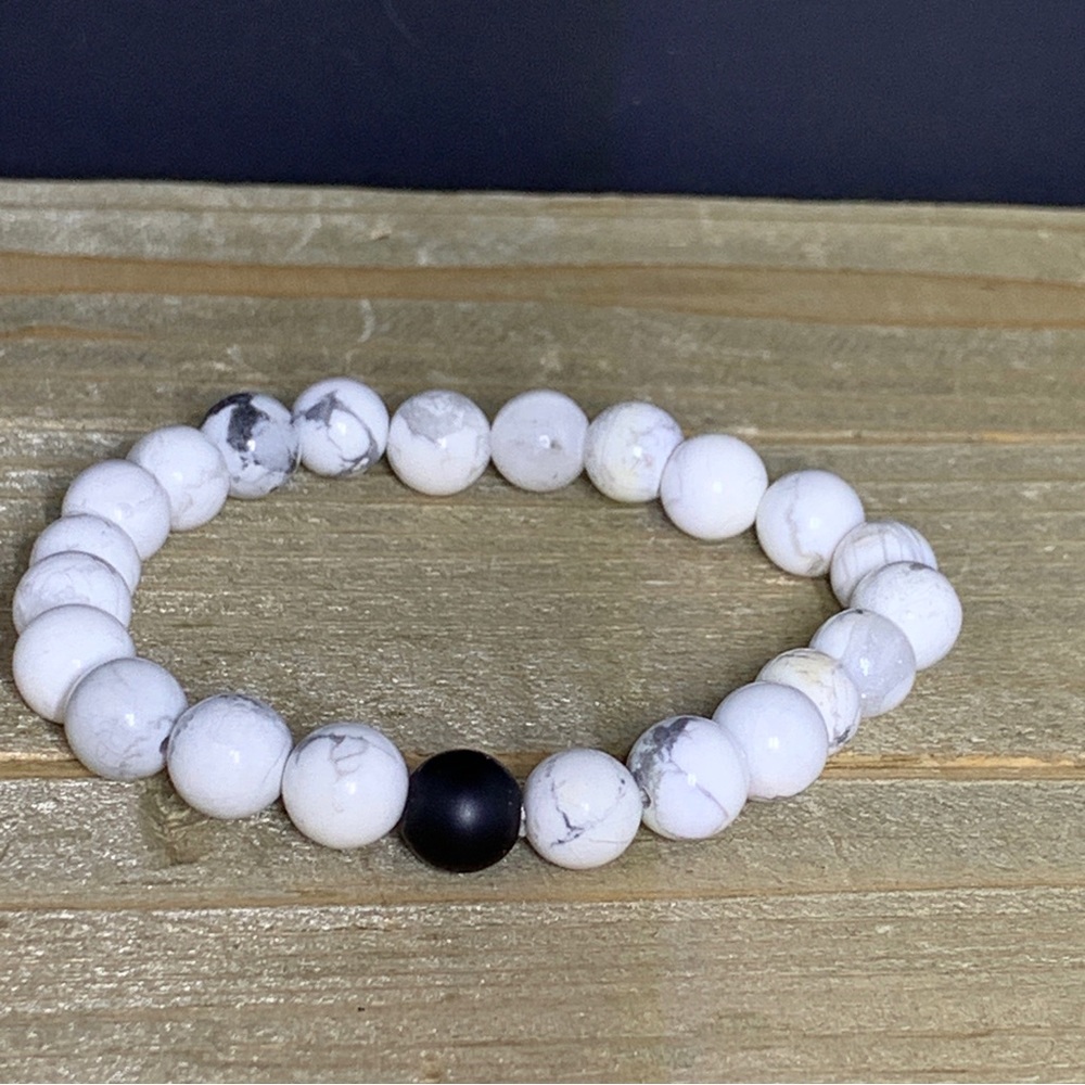 Howlite Stone Lava Rock Healing Bead Bracelet - Picture 4 of 12